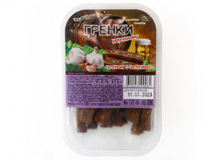 КВАНТОРГ Ушки по-тайски с соусом кимчи 150гр/уп: Сурские гренки Чеснок с зеленью (100 гр)