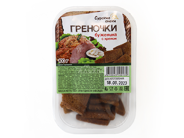 Сурские гренки Буженина с хреном (100 гр) в Рыбинске